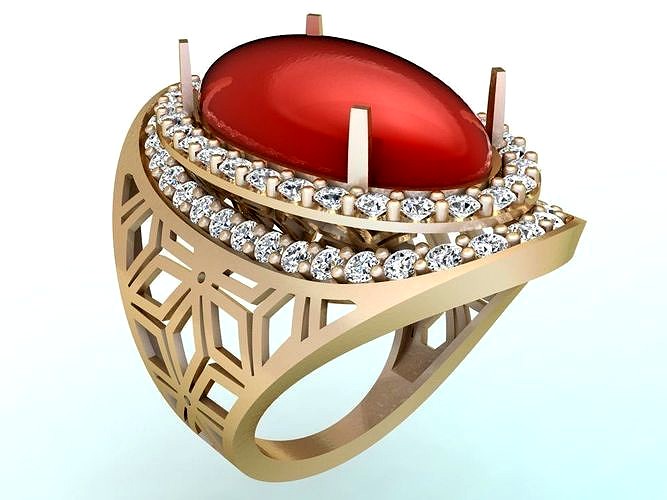 Gemstone Rings - Oval stone ring - Womens Rings | 3D