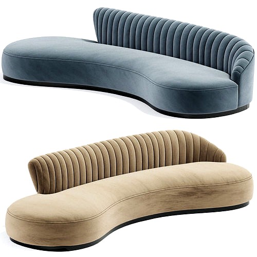 Marseille Mohair Curved Strip Sofa