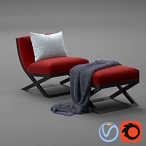 American   Tori Armchair n Ottoman Tenarchstudio  Render ready