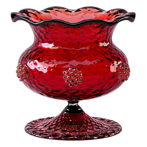 Salviati Murano Red Art Glass Pedestal Bowl circa 1950 1960