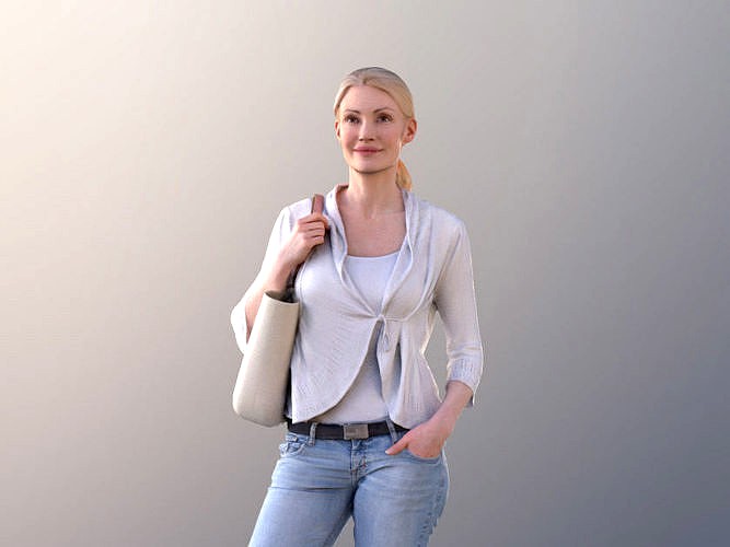 Kim 10663 - Casual Woman Standing Holding A Bag