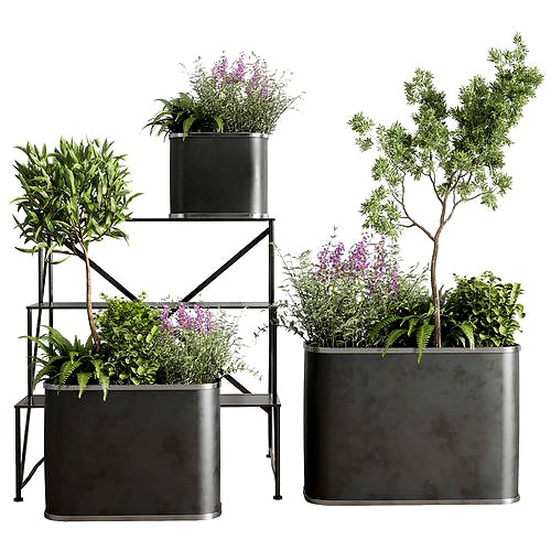 Indoor outdoor plant  stairs stand metal dirt vase bax