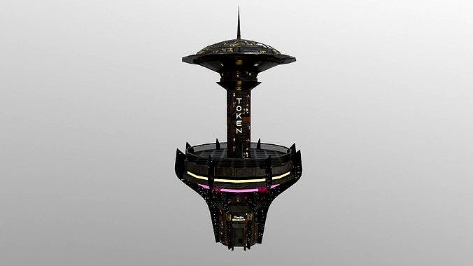 Cyberpunk City - Building 26 -TOKEN Skyscrape Low-poly 3D model