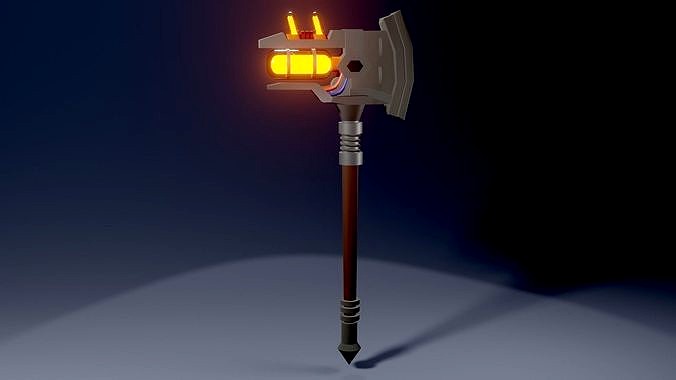 Stylized Futuristic Axe Low-Poly game ready