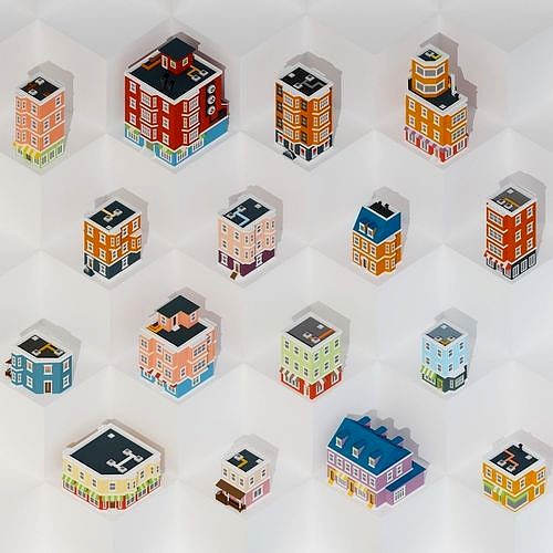 Isometric Lowpoly City Houses