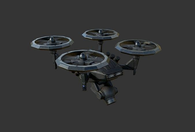 SciFi Police Drone Low-poly PBR game  model