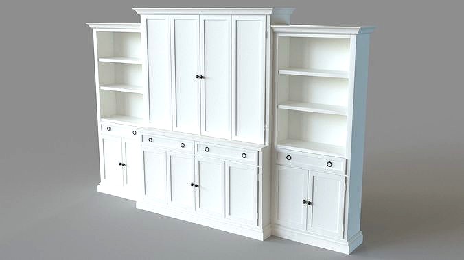 Cameo 4-Piece White Storage Bookcase Entertainment Center
