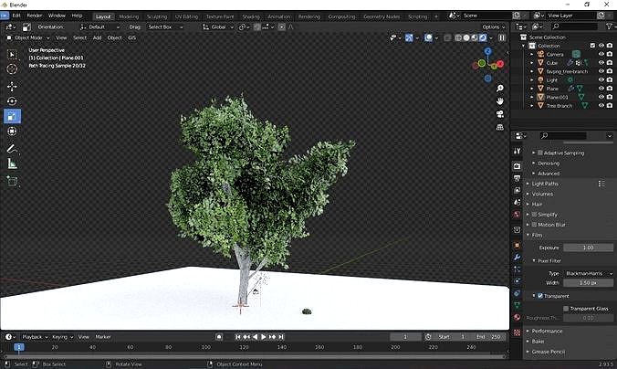 3D low poly tree model  extra bush  4k Textures