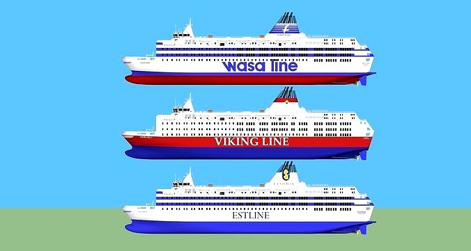 MS Estonia - Wasa King - Viking Sally - Trio Pack 3d model