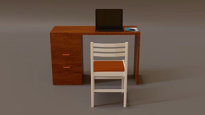 Desk with computer