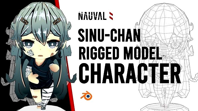Sinu-chan Chibi - Anime Chibi Low Poly RIGGED Blender Model