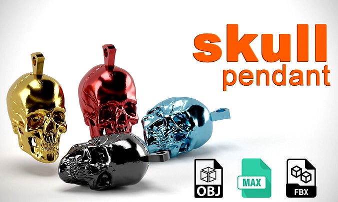 Skull Pendant high poly model Halloween 3D