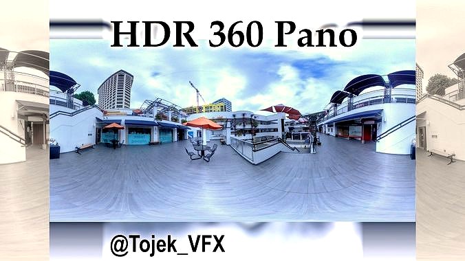 HDR 360 Pano - Weller Court 108 - exterior 2nd floor restaurants