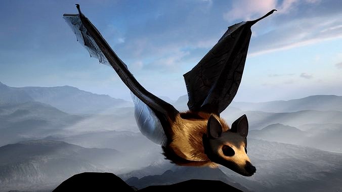 Spectacled Flying Fox Mega Bat Fruit Bat Game Ready Model UE
