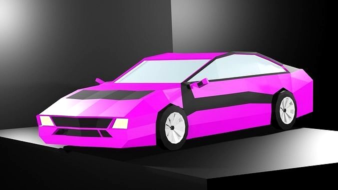 Lowpoly Sport Car - Neon Pink