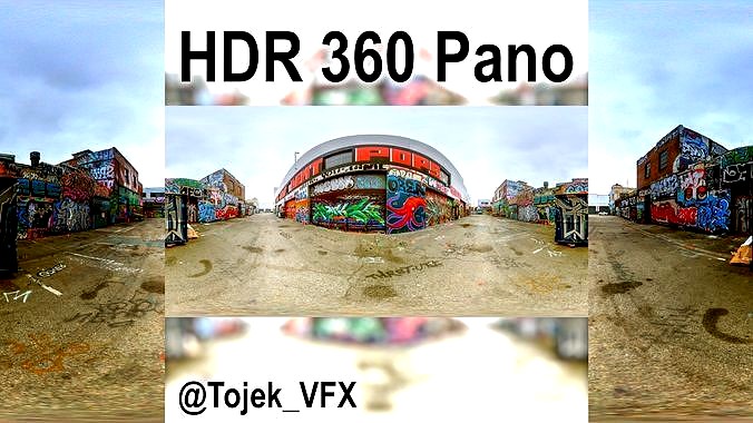 HDR 360 Panorama DTLA Graffiti Alley Cloudy 041