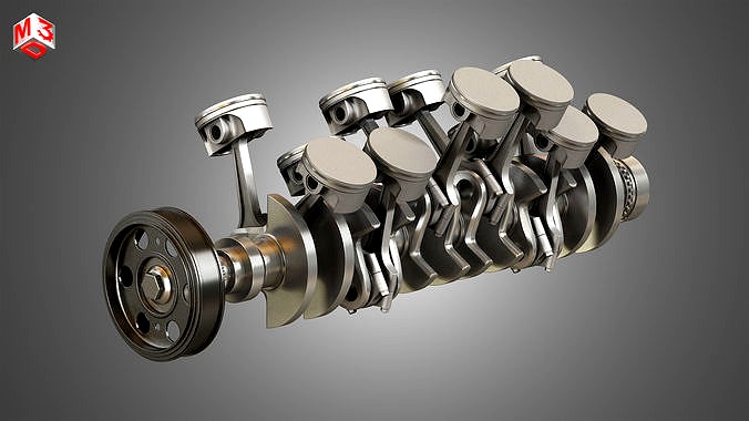 Crankshaft With Pistons - V12 Engine