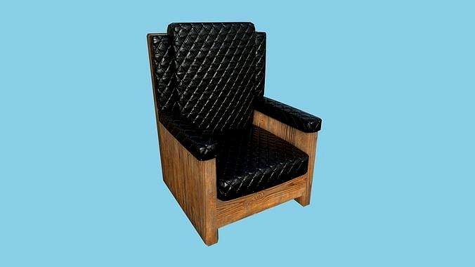 Black Leather Wood Armchair - Furniture Interior Design