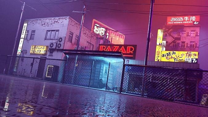 Cyberpunk Bazaar Scene