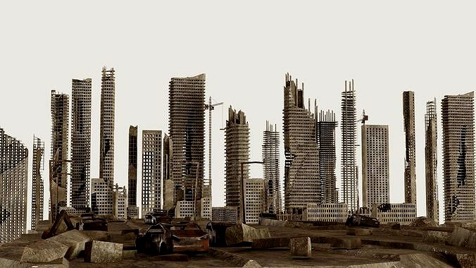 Post Apocalyptic destroyed skyscrapers Pack