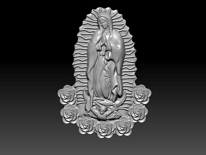 Our Lady of Guadalupe Medallion Set Virgin Mary Rose | 3D