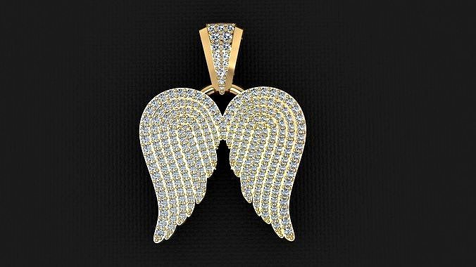 Diamond Wing Pendant  | 3D