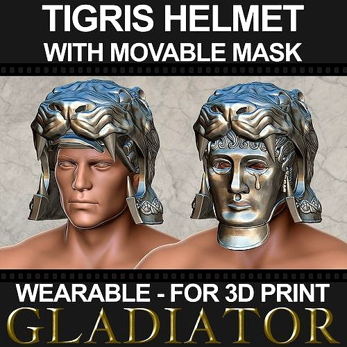 Tigris of Gaul Helmet with movable mask | 3D