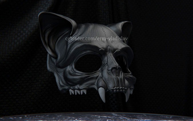 Cat Skull Scary Mask for Cosplay | 3D