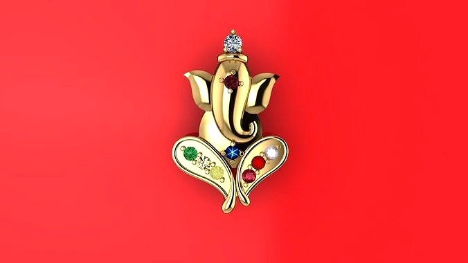 ganesh navratan pendant  | 3D