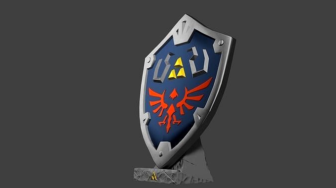 Hylian shield for printing with base | 3D