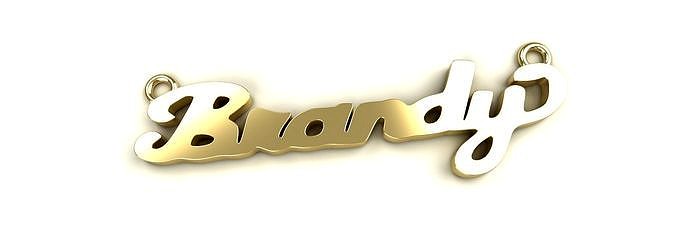 Brandy Name Plate Pendant Gold Silver Platinum Luxury Jewelry | 3D