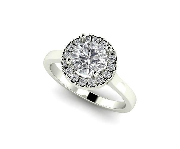 1CT RBC Diamond Halo Engagement Ring | 3D