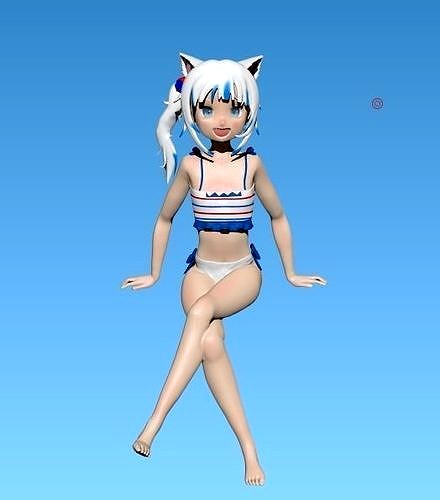 Gawr Gura cat swinsuit figure | 3D