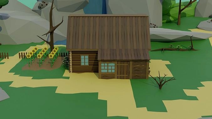 Cartoon wood house