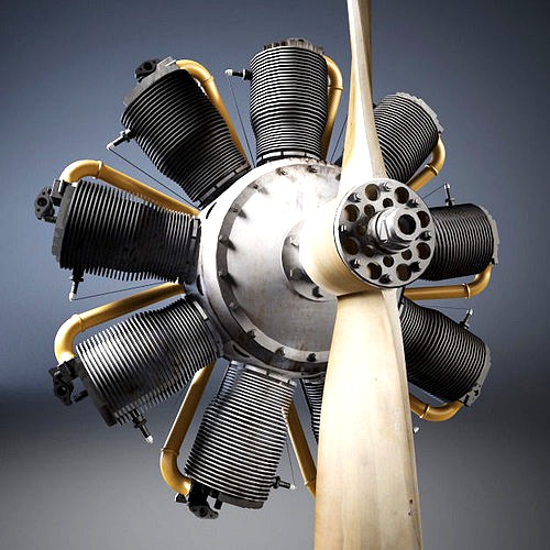 Airplane radial engine and propeller