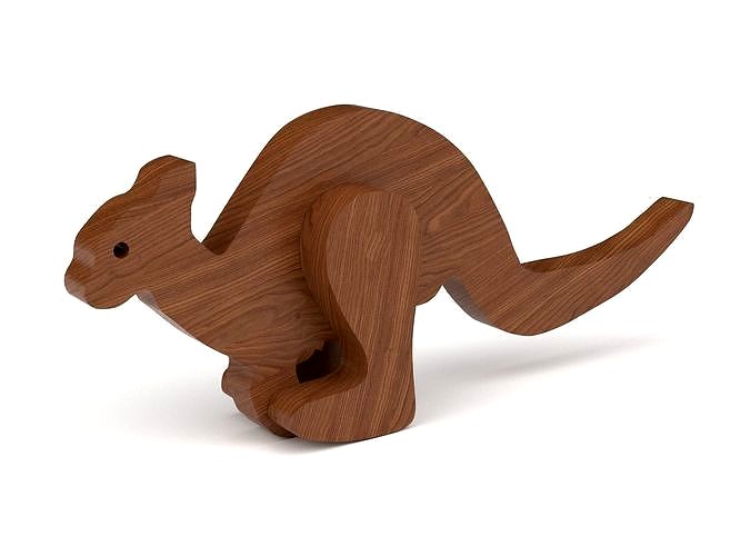 Wooden toy kangaroo 3d model