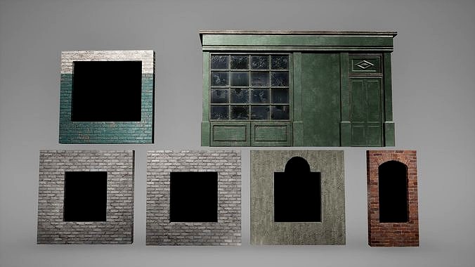 Window Set Low Poly Game Ready