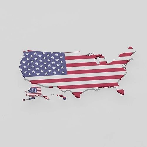 Usa map with flag