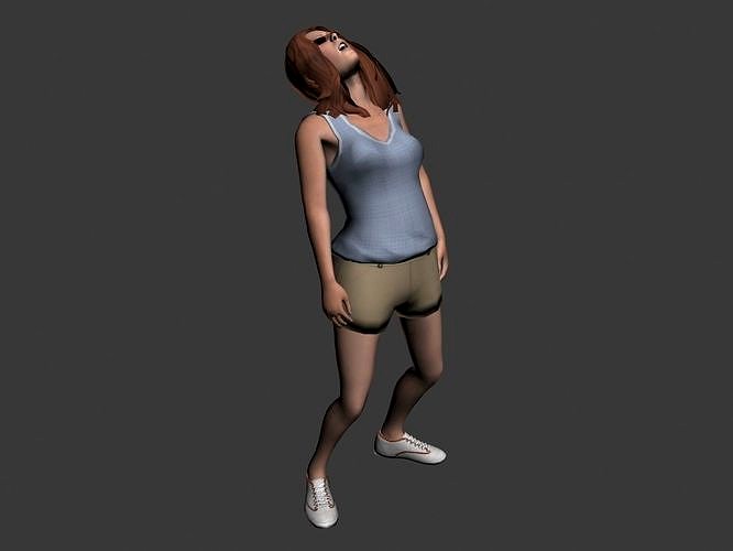 Defeated woman character low poly 07 Low-poly 3D model