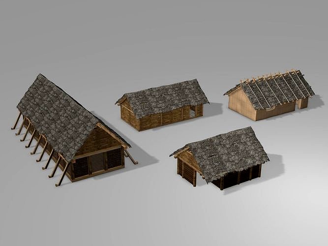 Slavic wooden houses with interior