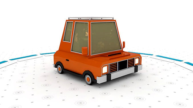 Orange J - Low poly cartoon car