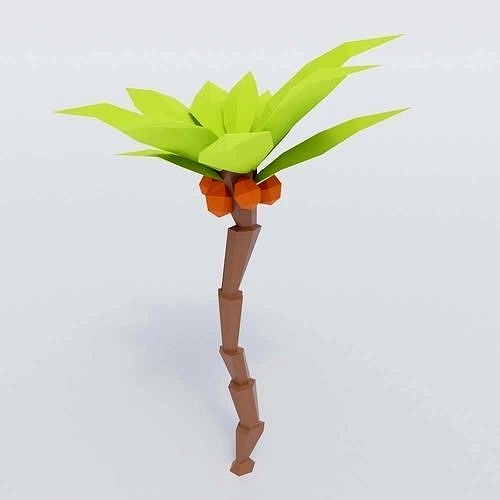 Coconut tree lowpoly toon 3d model