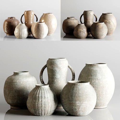 Pottery and Concrete Vase set 04