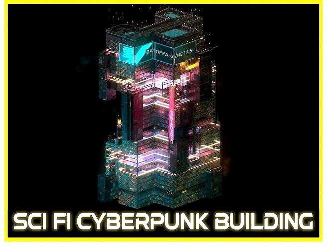 Sci-Fi Cyberpunk Futuristic City Skyscraper Building  06