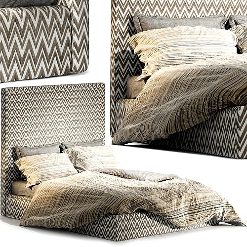 Double bed with high headboard SCREEN HIGH By MissoniHome
