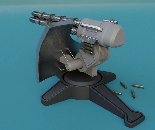 3D model turret machine gun