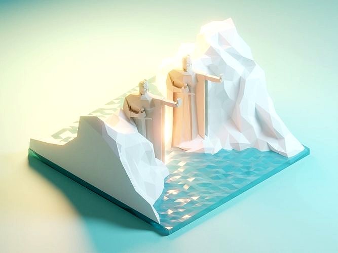 Argonath low poly blender Model for game and cartoon video