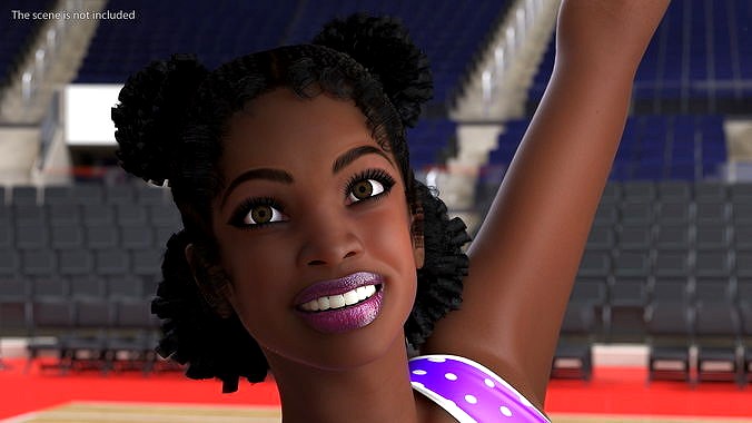 Young Black Woman Cheerleader Rigged for Maya