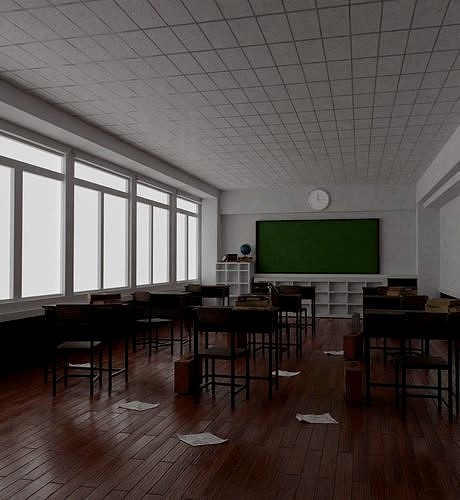 Realistic classroom interior for editorial Purposes