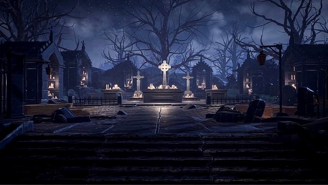 Resident Evil style Graveyard Unreal Engine Ready To use